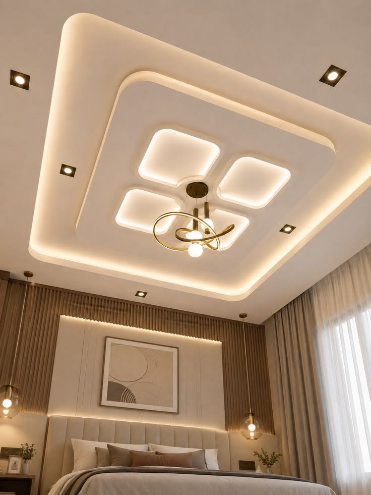Designer ceiling in a bedroom